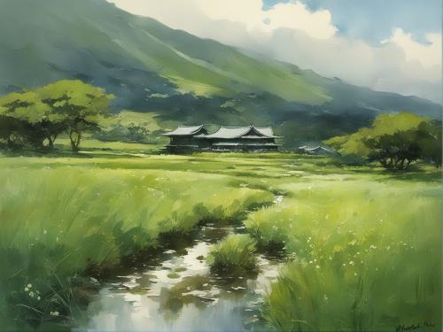 green meadow of japan, 