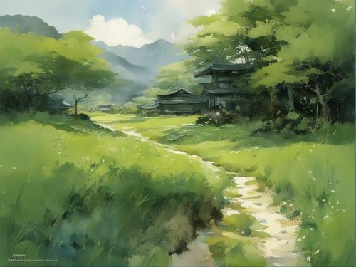 green meadow of japan, 