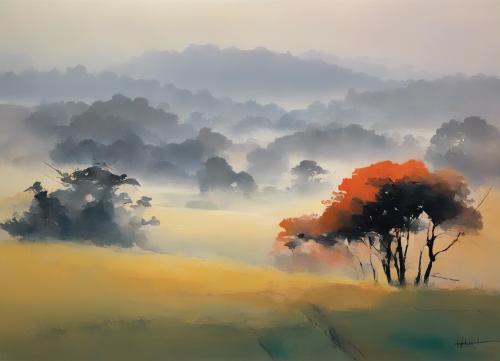 early-Morning-mist-over-rural-countryside-just-before-sunrise  in-a-style-of-traditional-japanese-co-1